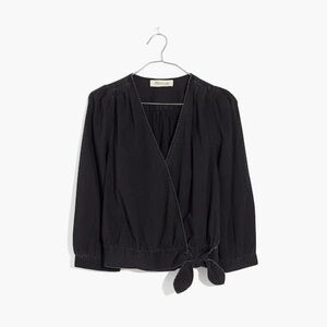 NWT Madewell Wrap Top in Black - size XL